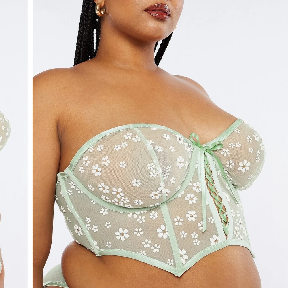 Savage x Fenty Plus Size Mint Green PUFF DAISY UNLINED BUSTIER Size 2X